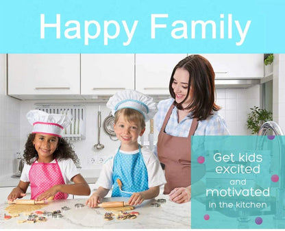 Kids Cooking Set, 11 Piece Chef Role Play Baking Kit for Ages 3-8, Apron, Chef Hat, Oven Mitt, Utensils & Cookie Cutters, Pretend Kitchen Toy Gift, Blue
