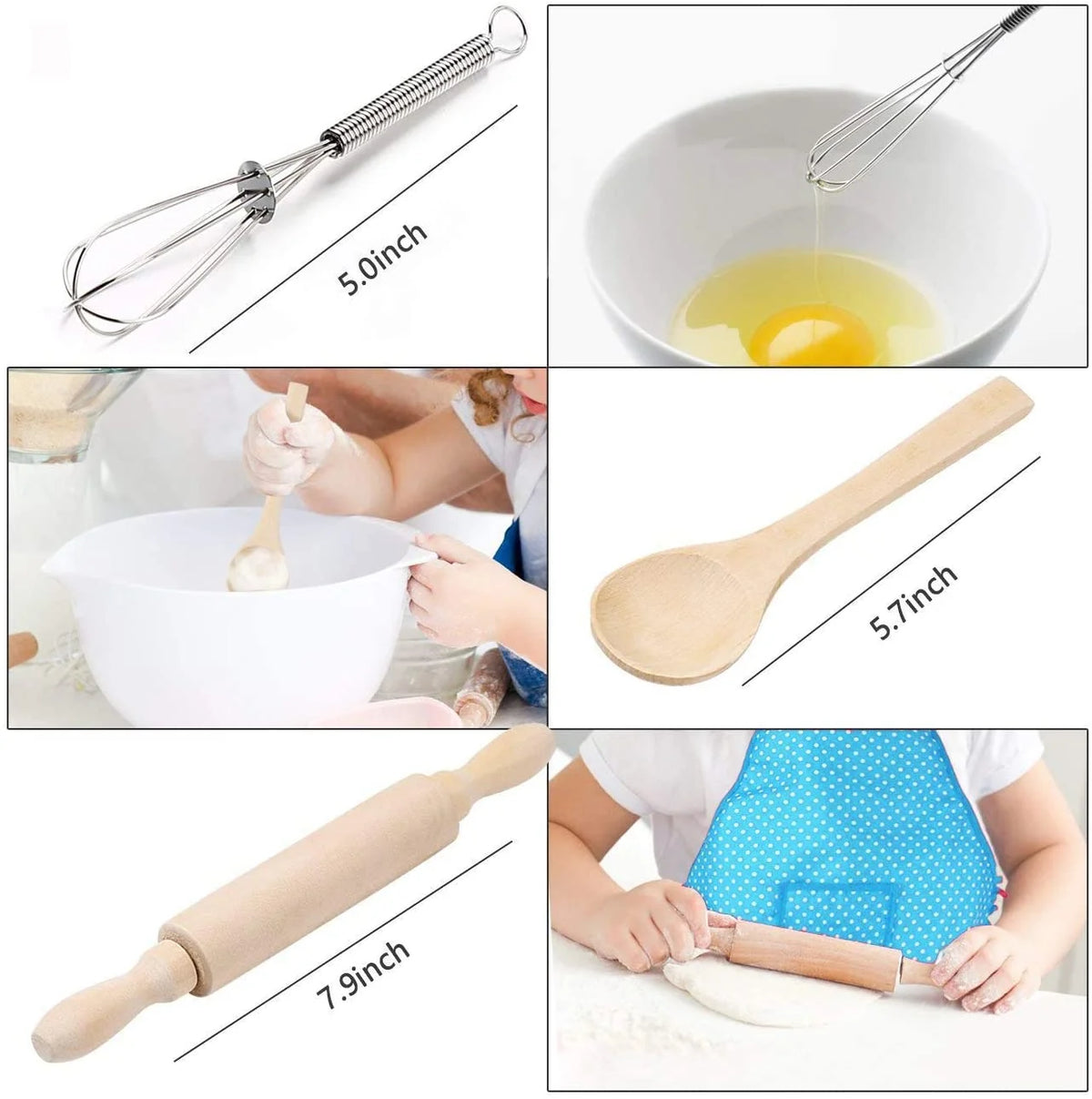 Kids Cooking Set, 11 Piece Chef Role Play Baking Kit for Ages 3-8, Apron, Chef Hat, Oven Mitt, Utensils & Cookie Cutters, Pretend Kitchen Toy Gift, Blue