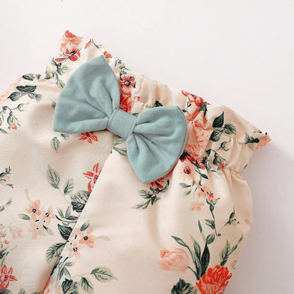 Newborn Infant Baby Girl Clothes Outfits Ruffle Romper Floral 4Pcs Pants Sets Toddler Girls Clothing Set