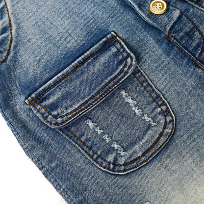 Baby & Little Boys/Girls Blue & Black Denim Overalls,Jean Workwear